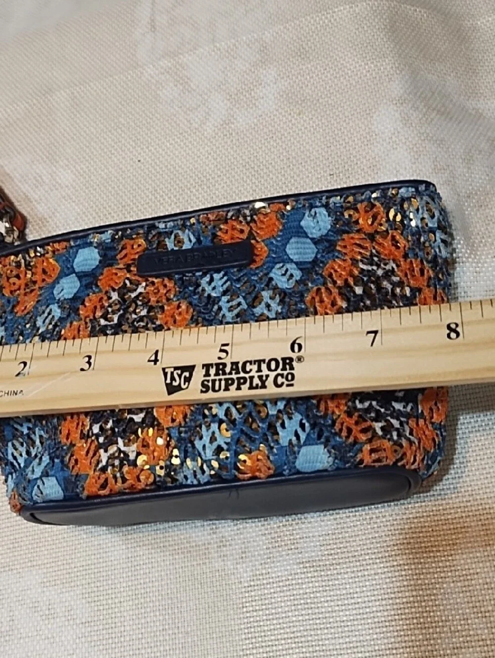 Vera Bradley Blue and Orange Geometric 3 Piece Wristlet Set VGC.